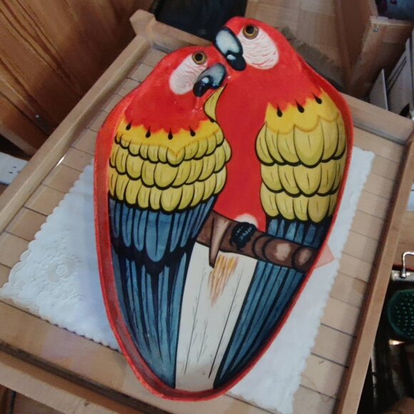 Other - Vintage Tropical Macaw Parrot Wooden Tray / Wall Decor